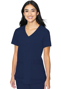 Med Couture MC Insight Women's Scrubs 3 Pocket Top MC2411 NAVY Navy Free Ship - Picture 1 of 3