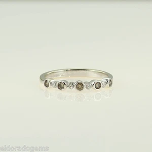 LADYâS 0.50 CT. WHITE & CHAMPAIGN DIAMOND WEDDING BAND 14K WHITE GOLD RING US7 - Picture 1 of 4