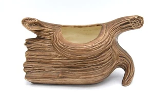 Vintage Faux Bois Tree Log Planter Ceramic Brown Succulent Air Plant Decor Pot - Picture 1 of 7