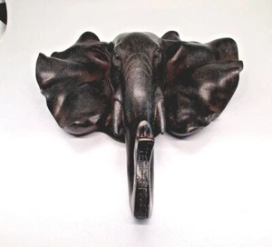 Elephant Headv Decorative Wall Hanging Brown 7.5" Wide 8" Tall - Picture 1 of 6