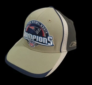 Vintage 2005 Superbowl 39 XXXIX New England Patriots beige oliv Reebok Mütze Adj - Bild 1 von 11