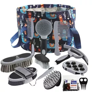 11Pcs Horse Soothing Grooming Kit Equine Care Series&Bucket Holder-Dark Charcoal - Picture 1 of 6
