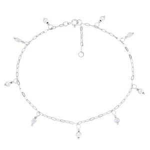 Hübsche schlichte Süßwasserperlen Kette Sterlingsilber Armband oder Fußkettchen - Bild 1 von 4