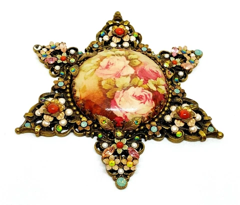 Michal Negrin Romantic Multicol  Crystal Wall Plaque Flowers Star Cover
