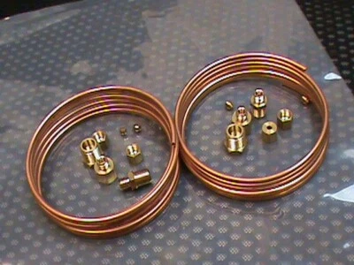 Mechanical Oil Pressure Gauge 72" Inch Copper Line Tubing Install Kit 2 for 1 - Image 1 of 4