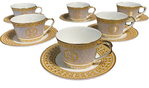 Impeiral 12 pc mosaic design bone china tea cup set in H design, service for 6