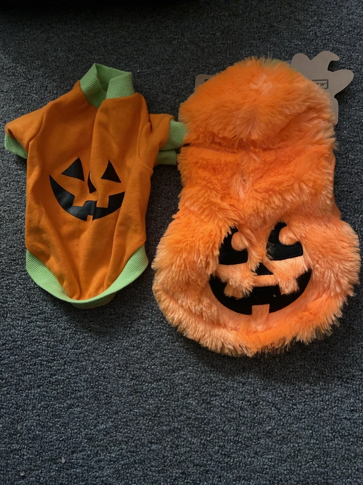 Pet Dog Clothes Set Of 2 Pumpkins One Brand New XS Fuzzy - Image 1 of 1