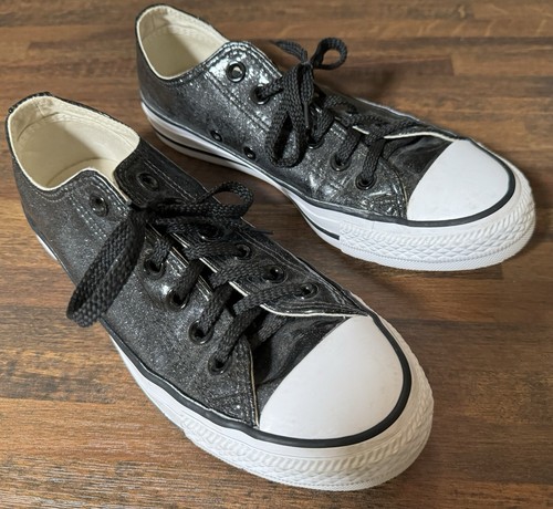 Top basso Converse Chuck Taylor All Star bianco e nero scintillante taglia 7 donna