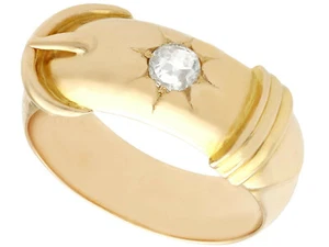 Antique 0.38 ct Diamond and 18 Carat Yellow Gold Men's Solitaire Ring - Picture 1 of 9