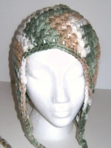 CAPPELLO PERUVIANO PARAORECCHIE UOMO DONNA ALL'UNCINETTO A MANO SCI BERRETTO TESCHIO MARRONE CHIARO - Foto 1 di 2