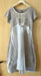 BEATA CHRZANOWSKA ARTY QUIRKY LAGENLOOK LINEN ASYMMETRIC DRESS SIZE M-L POCKETS - Picture 1 of 18