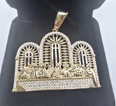 Colgante Última Cena con moissanita oro 14k sobre plata de ley 925 Foto 1 de 3