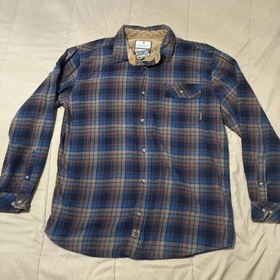 Legendary Whitetails Shirt Men's XLT Buck Camp Flannel Plaid Blue Brown - Image 1 of 4
