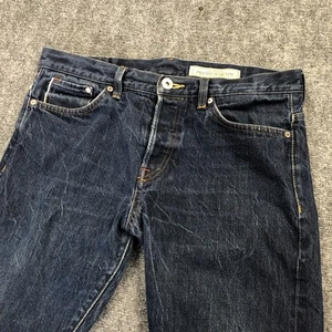 H&M Premium Denim Selvedge Slim Tapered Leg Jeans Regular Waist Distressed 32/32 - Picture 1 of 18