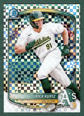 Nick Kurtz 2025 Bowman Chrome #BCP-114 X-Fractor Checkerboard LOOK! SHARP! - Image 1 of 4