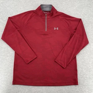 Maglione Under Armour 1/4 Zip Adulto Grande Rosso Manica Lunga Camicia Giacca Uomo - Foto 1 di 6