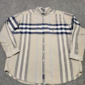 Vintage Panhandle Slim Rough Stock Shirt Mens XXL Brown Blue Tartan Plaid Crest - Picture 1 of 13