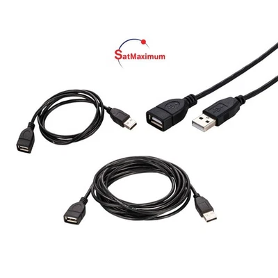 USB 2.0 Extension Cable Black AM to AF Super Speed EXT Cord 3-15ft Multi-Pk LOT - Image 1 of 4