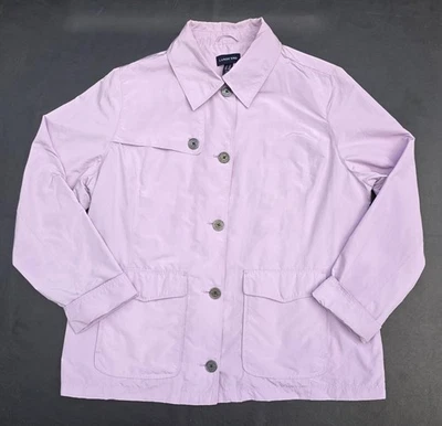 Lands End Women's Lightweight Coat XL Pink Rain Jacket - Button Front Reflective - Image 1 of 4
