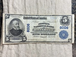 1902 $5 The Peoples National Bank of Hillsboro IL National Currency CH #8006 - Picture 1 of 8
