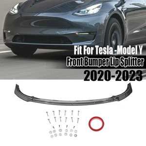 For 2020 ~2023 Tesla Model Y Carbon Fiber Front Bumper Lip Body Spoiler Splitter - Foto 1 di 8