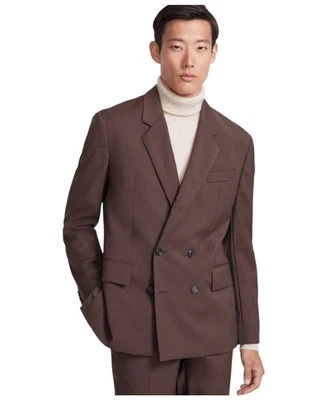 Hugo Boss Mens Modern fit Double Breasted Suit Jacket Blazer 46 R Brown Solid - Image 1 of 2