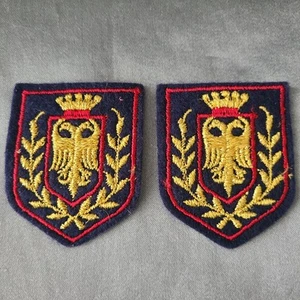 2 Vtg Wright Shield emblem embroidered patch Sew on Crest Navy Red Gold - Picture 1 of 5