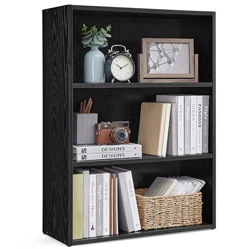  Custos Collection - Bookshelf, 3-Tier 3 Tiers (23.6"W) Ebony Black 1 Pack Foto 1 de 4