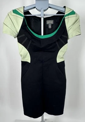 ⭐️ Vestido Zac Posen Negro Verde Estructurado Talla 4 Foto 1 de 4