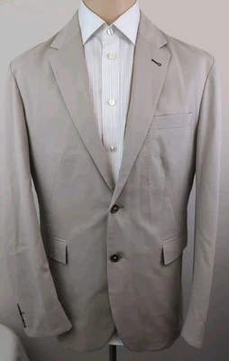 Abrigo deportivo Robert Graham para hombre tostado no estructurado 2 botones algodón talla 40 R Foto 1 de 4