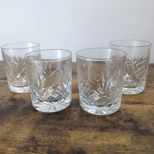 Set Of 4 Vintage Crystal Whiskey Old Fashioned Glasses Star Base - Picture 1 of 6