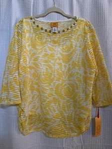 Ruby Rd Petite NWT Women’s Petite Xl Yellow Blouse - Picture 1 of 6