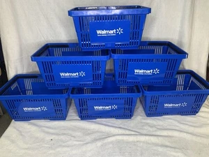 (6) FULL SIZE WALMART GROCERY SHOPPING BASKET Store Carrier Blue - Picture 1 of 5