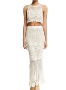 Maxi gonna all'uncinetto Alice Olivia by Stacey Bend taglia XS vendita al dettaglio $495 - Foto 1 di 10