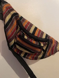 Riñonera a Rayas Naranja Rosa Cintura Bolso Multicolor Hippy Múltiples Bolsillos - Imagen 1 de 4