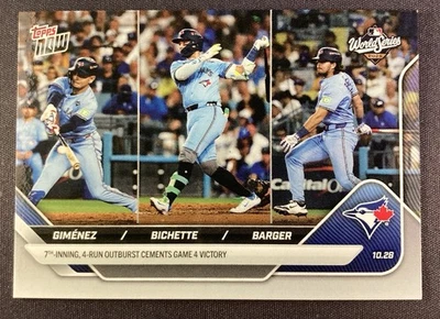 2025 Topps NOW #911 — Gimenez / Bichette / Barger — World Series — TOR Blue Jays - Image 1 of 2