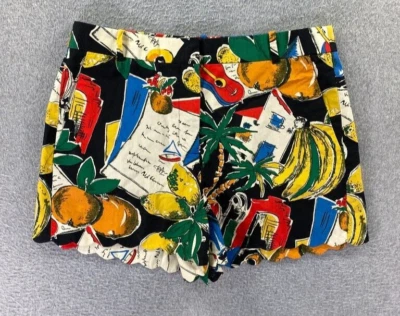 J. Shorts feminino Crew multicolorido retrô estampa cartão postal recortado algodão tamanho 8 novo com etiquetas - Imagem 1 de 4