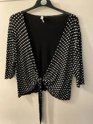 Women’s Size L Nouvelle  For Over  Dress Tie Up Spotty Bolero Top - Image 1 of 2