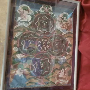 ¿Pintura de seda antigua china/tibetana 29x21 rara? Origen desconocido - Imagen 1 de 13