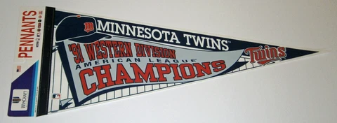 1991 Minnesota Twins AL Western Division Champs pennant Kirby Puckett Hrbek Viol Cover