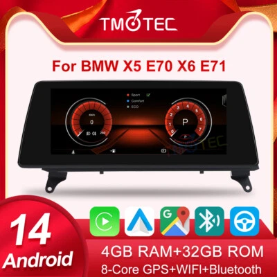 10.25" Androidauto Android IPS CarPlay Für BMW X5 X6 E70 E71 CCC CIC Navi GPS - Bild 1 von 4