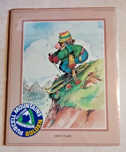 Gary Patterson 1980 Vintage Druck FIRST FLAKE Skifahrer 8" x 10" New Old Stock - Bild 1 von 7