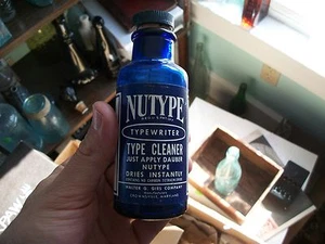 BEAUTIFUL COBALT BLUE CROWNSVILLE MARYLAND NUTYPE TYPEWRITER TYPE CLEANER LABEL - Picture 1 of 6