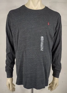 Neu mit Etikett Polo Ralph Lauren dunkelgrau rot Pony 100 % Baumwolle Langarmhemd Herren Large - Bild 1 von 10