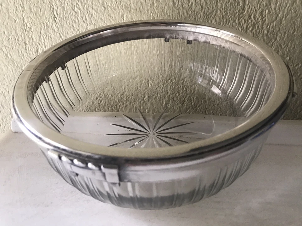 JOLI SALADIER ANCIEN TRÈS BELLE TAILLE ÉTOILE CERCLAGE MÉTAL ARGENTÉ  - Photo 1/4