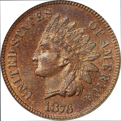 1876 NGC MS65 CAC 3rd Rarest "P" 1C 1873-now $960-CDN CAC Centennial Indian Cent - Image 1 of 4