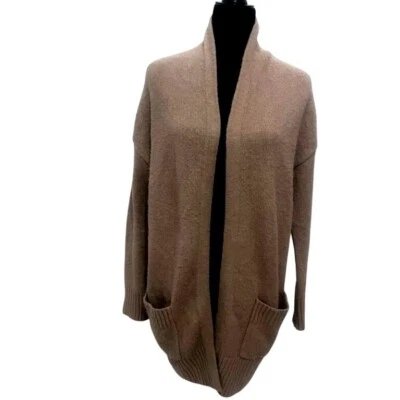 Cardigã de garagem suéter feminino M-L marrom manga longa bolsos frontais abertos - Imagem 1 de 4