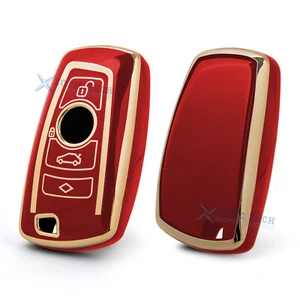 2X Red TPU Full Cover Keyless Key Fob Shell For BMW 1 2 3 4 5 6 7 Series F20/F21 - Picture 1 of 9
