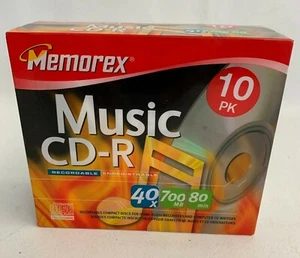 Memorex Music CD-R Recordable Erasable Blank CDs Write 40X 700 MB 80 min 10 Pack - Picture 1 of 2