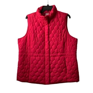 IZOD Quilted Puffer Vest Women Size XL Hot Pink Inside Waist Drawstring - Picture 1 of 11